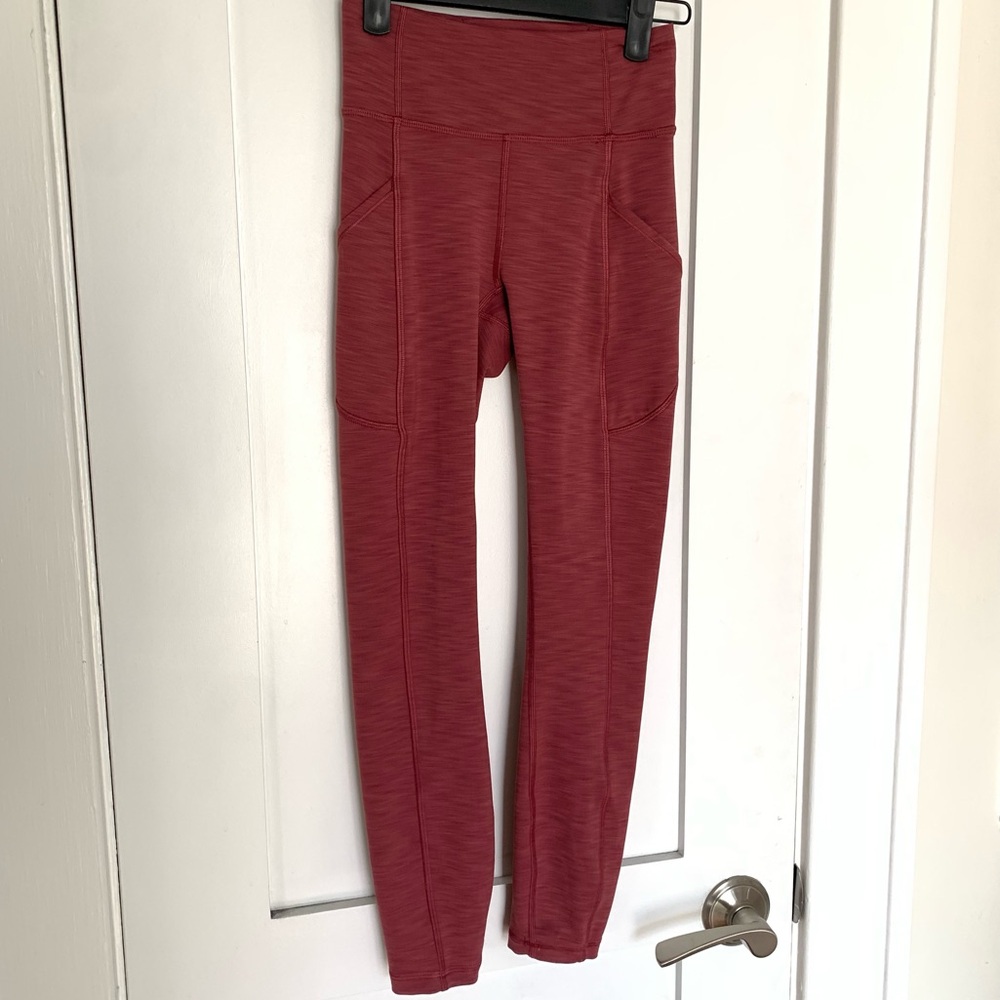 44. Size 0 LULULEMOM Heathered Red Invigorate High-Rise Tight 25"